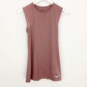 Nike Dri-fit size XS Mauve Pink Sheer Detailing Nylon Sleeveless Tank Top EUC